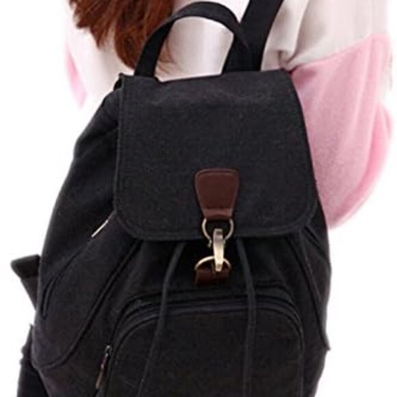 Women Canvas Backpack Purse Small Casual Daypack Multi-Pocket Travel Bag main image 2